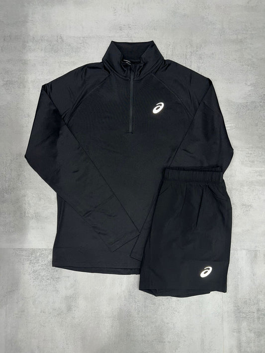 ASICS BLACK HALF ZIP SET